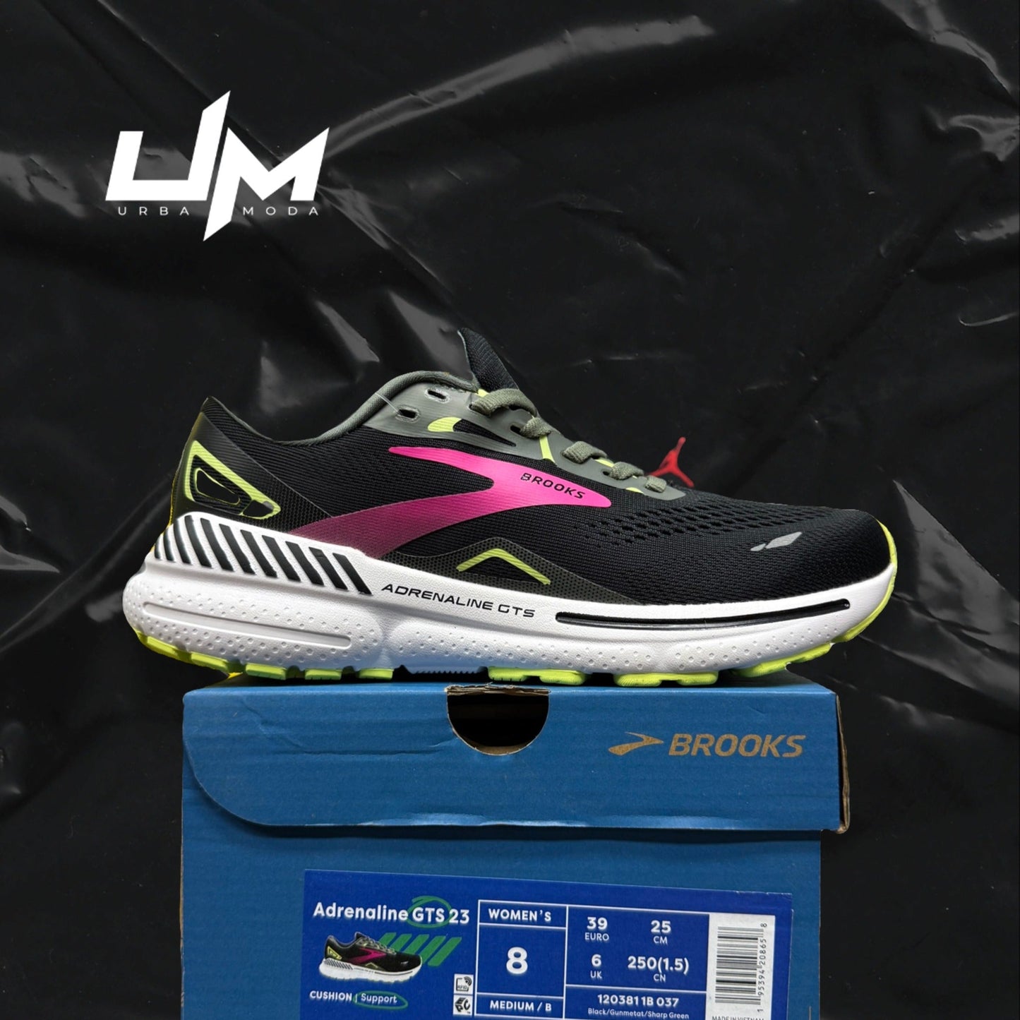 Brooks Adrenaline GTS 23 Black Pink Lime