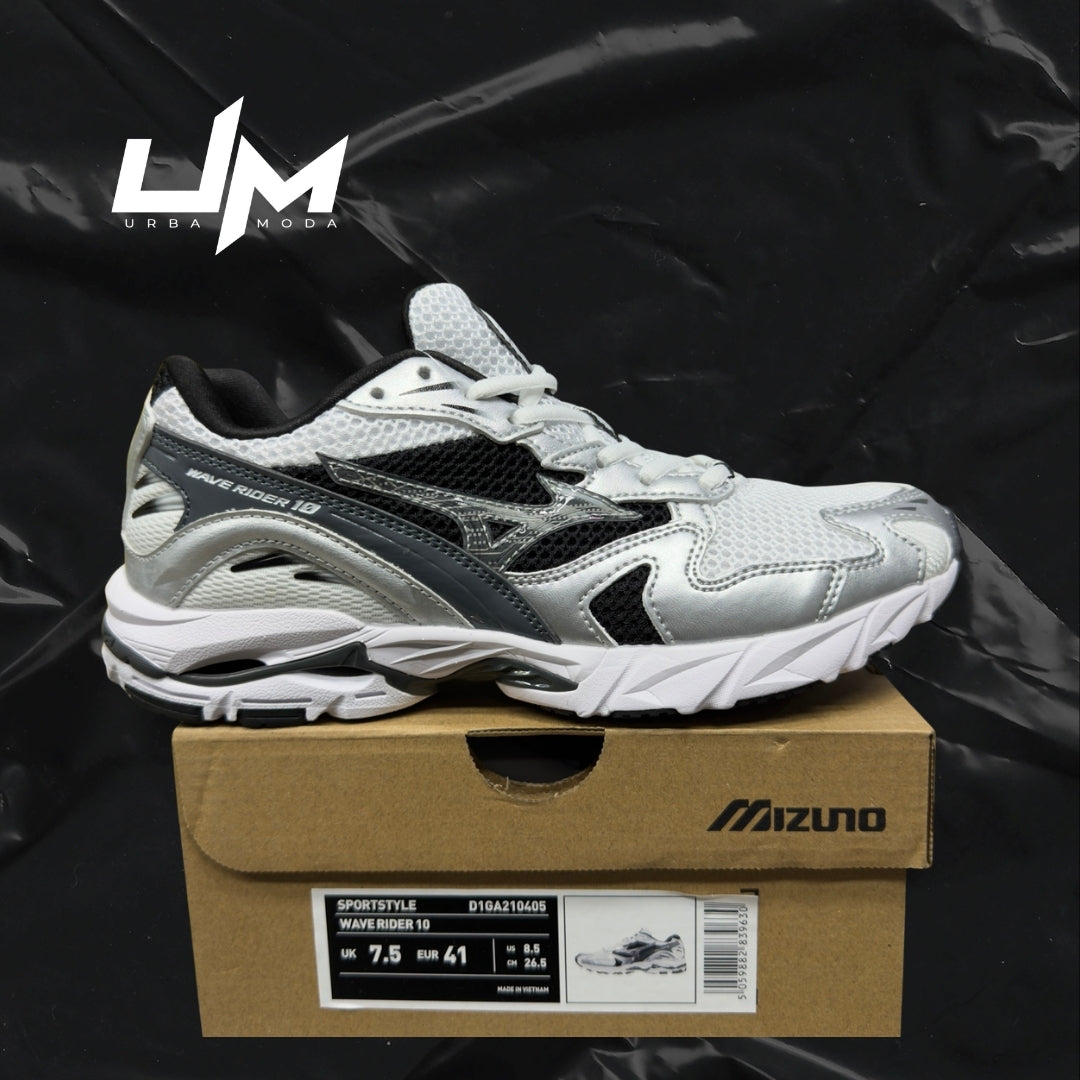 Mizuno Wave Rider 10 White Silver Black