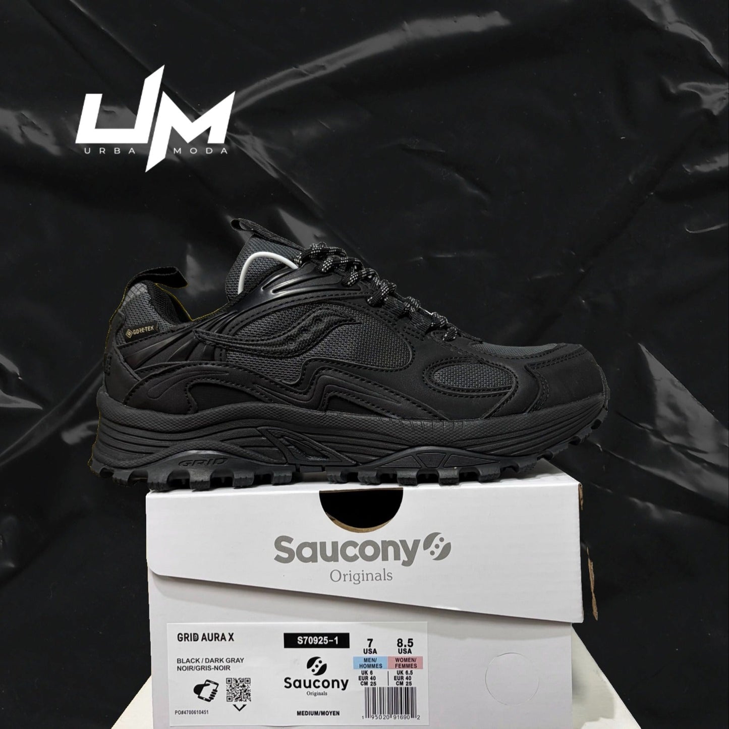 Saucony Grid Aura X Black Dark Gray