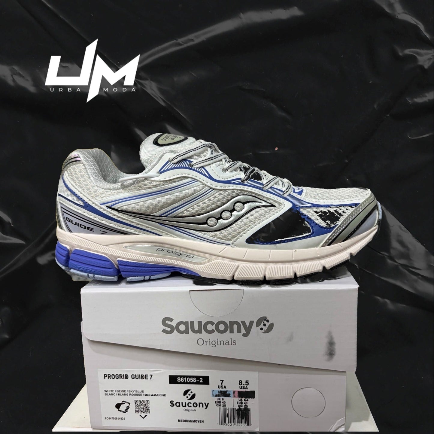 Saucony ProGrid Guide 7 White Beige Sky Blue