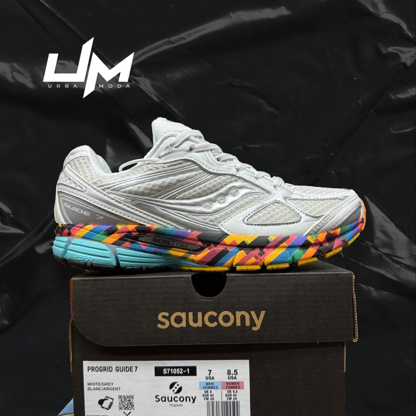 Saucony ProGrid Guide 7 White Grey Boston
