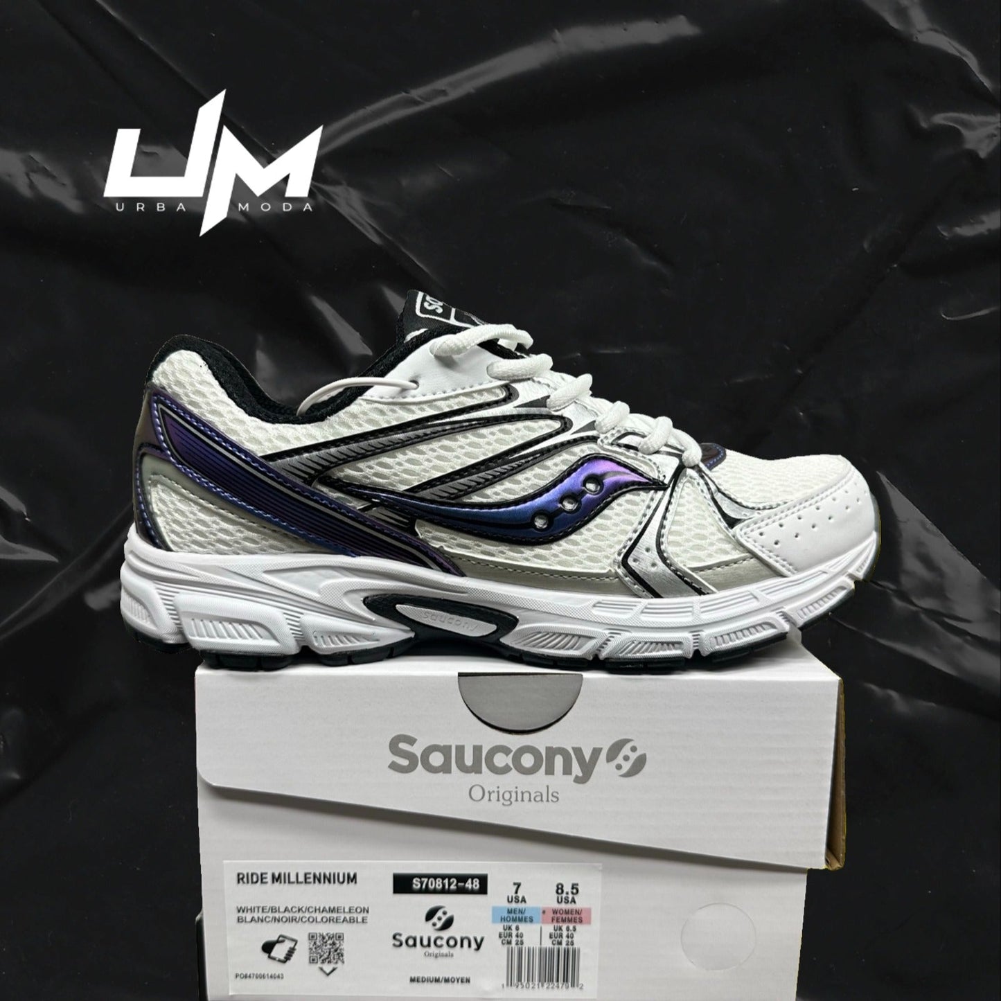 Saucony Ride Millennium White Black Chameleon