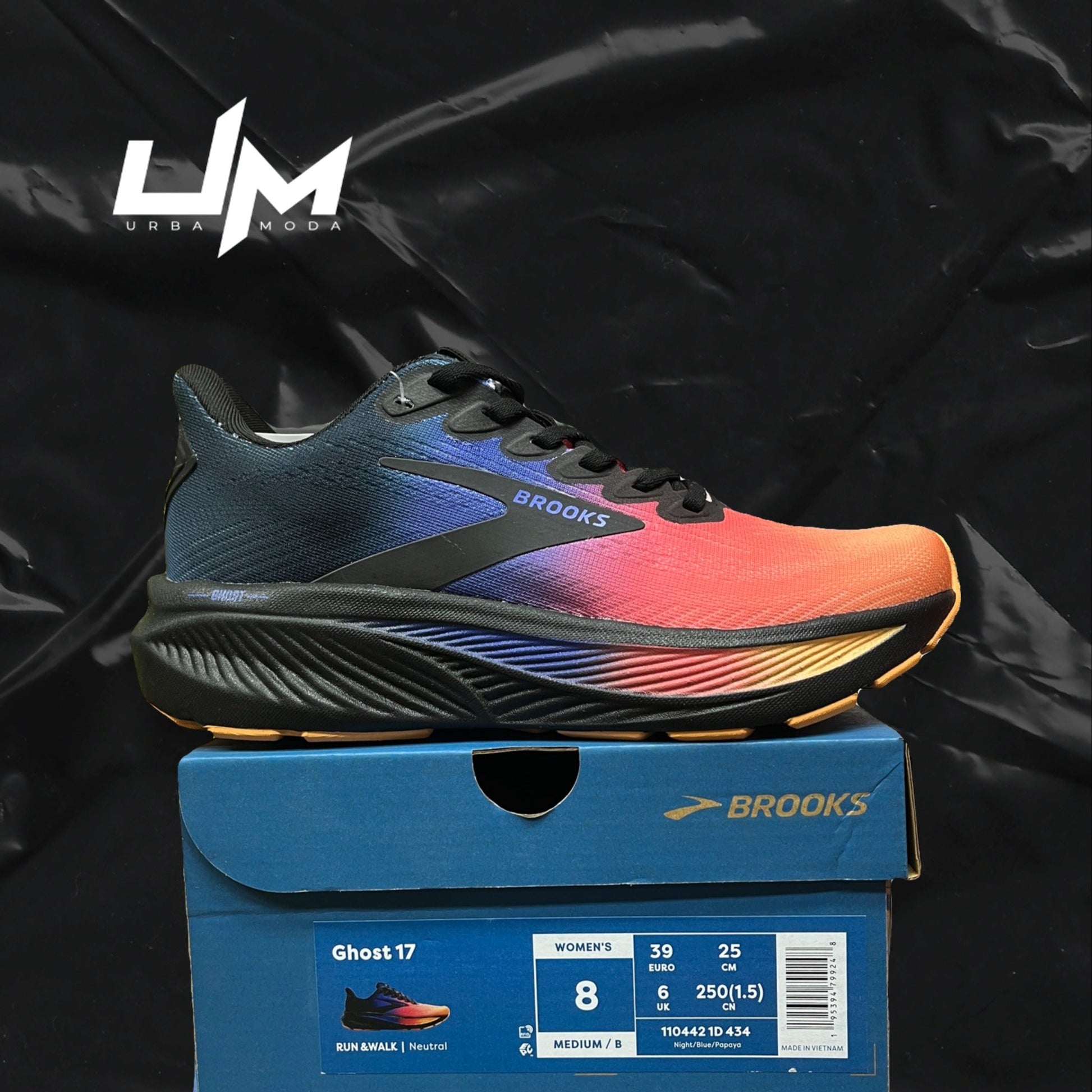 Brooks Ghost 17 Black Blue Orange