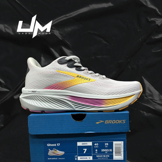 Brooks Ghost 17 White Pink Yellow