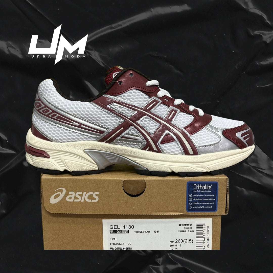 Asics 1130 White Burgundy Silver
