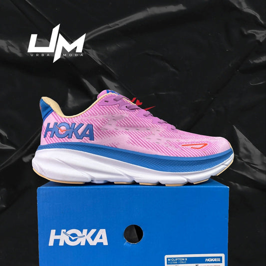 Hoka Clifton 9 White Pink Blue