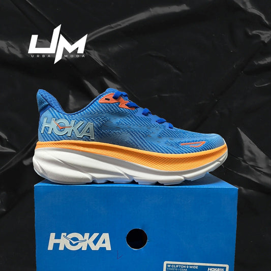 Hoka Clifton 9 Wide Blue Orange