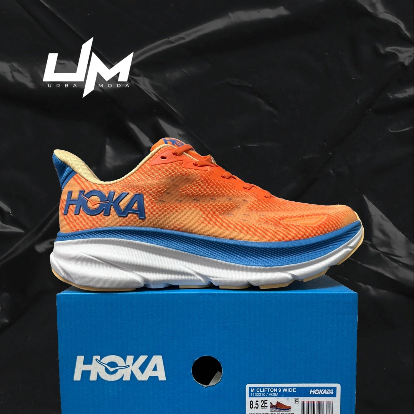 Hoka Clifton 9 Wide Blue Orange Red