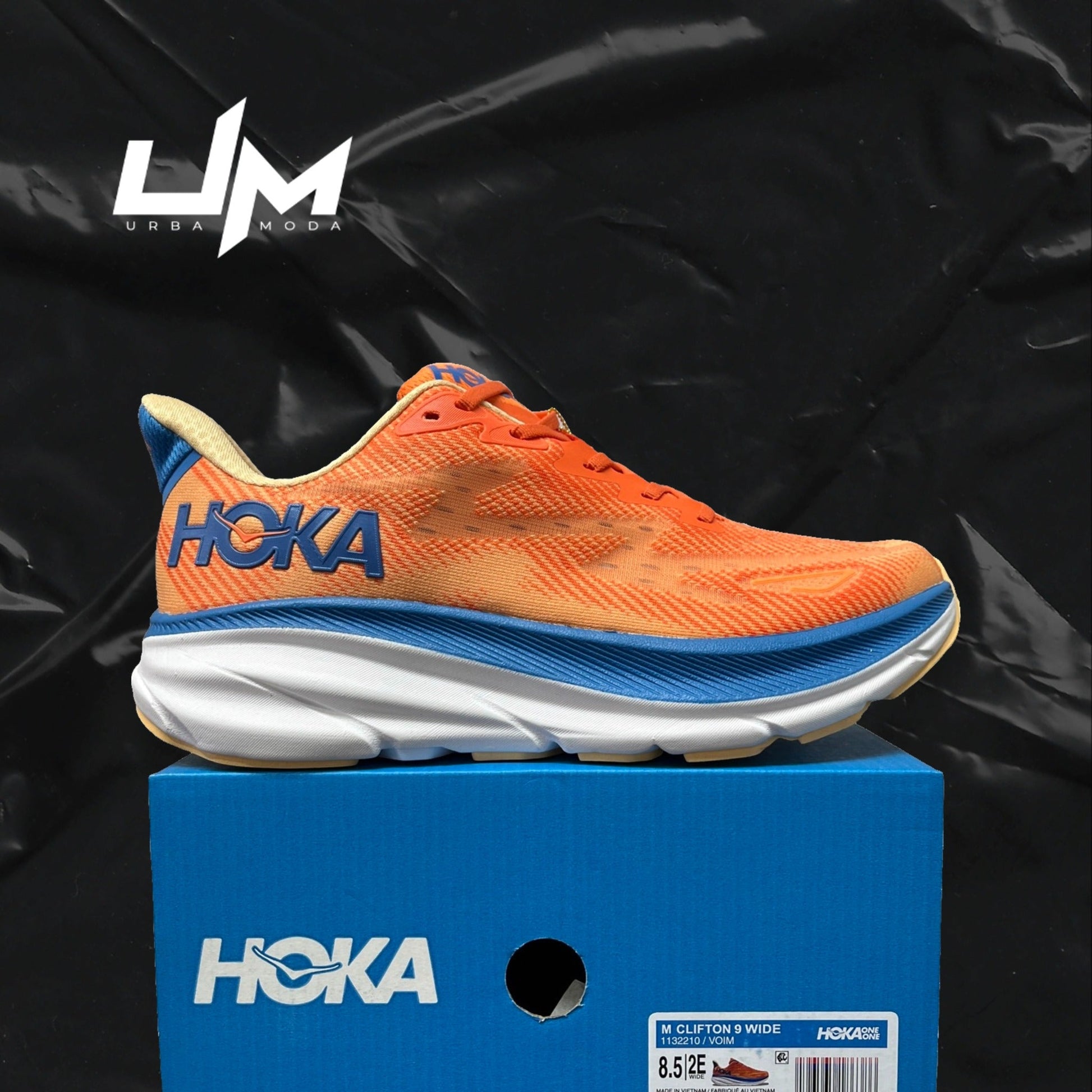 Hoka Clifton 9 Wide Blue Orange Red