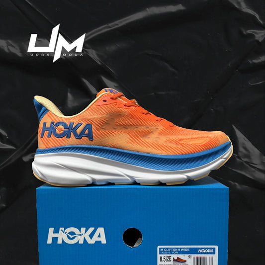 Hoka Clifton 9 Wide Blue Orange Red