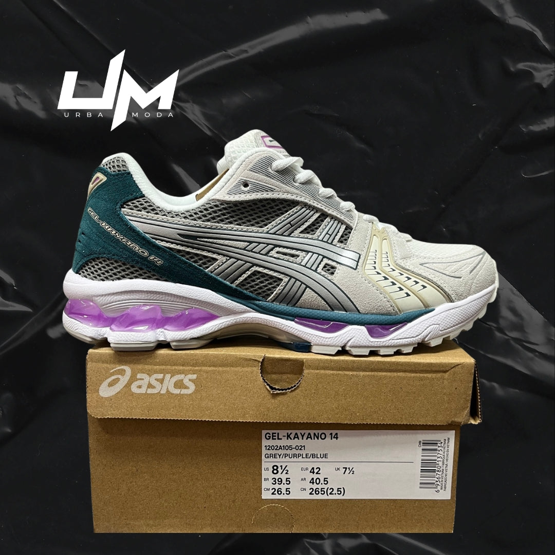 Asics Kayano 14 Grey Purple Blue