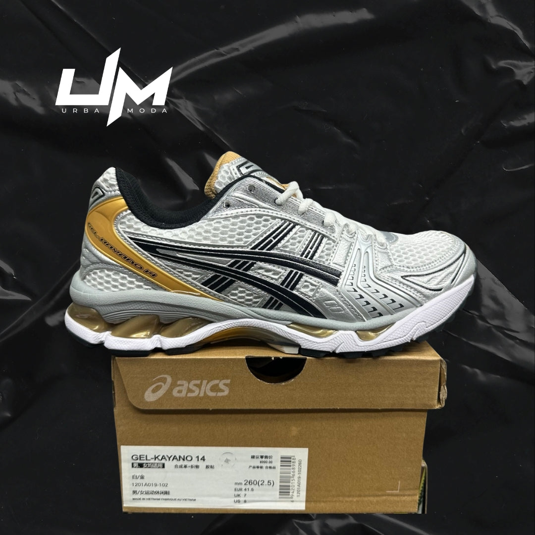 Asics Kayano 14 White Silver Gold