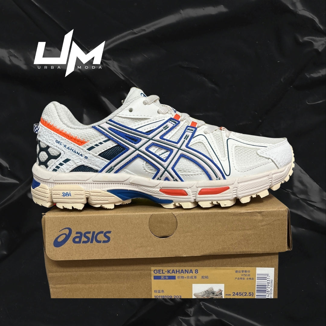 Asics Kahana 8 White Royal Blue Orange