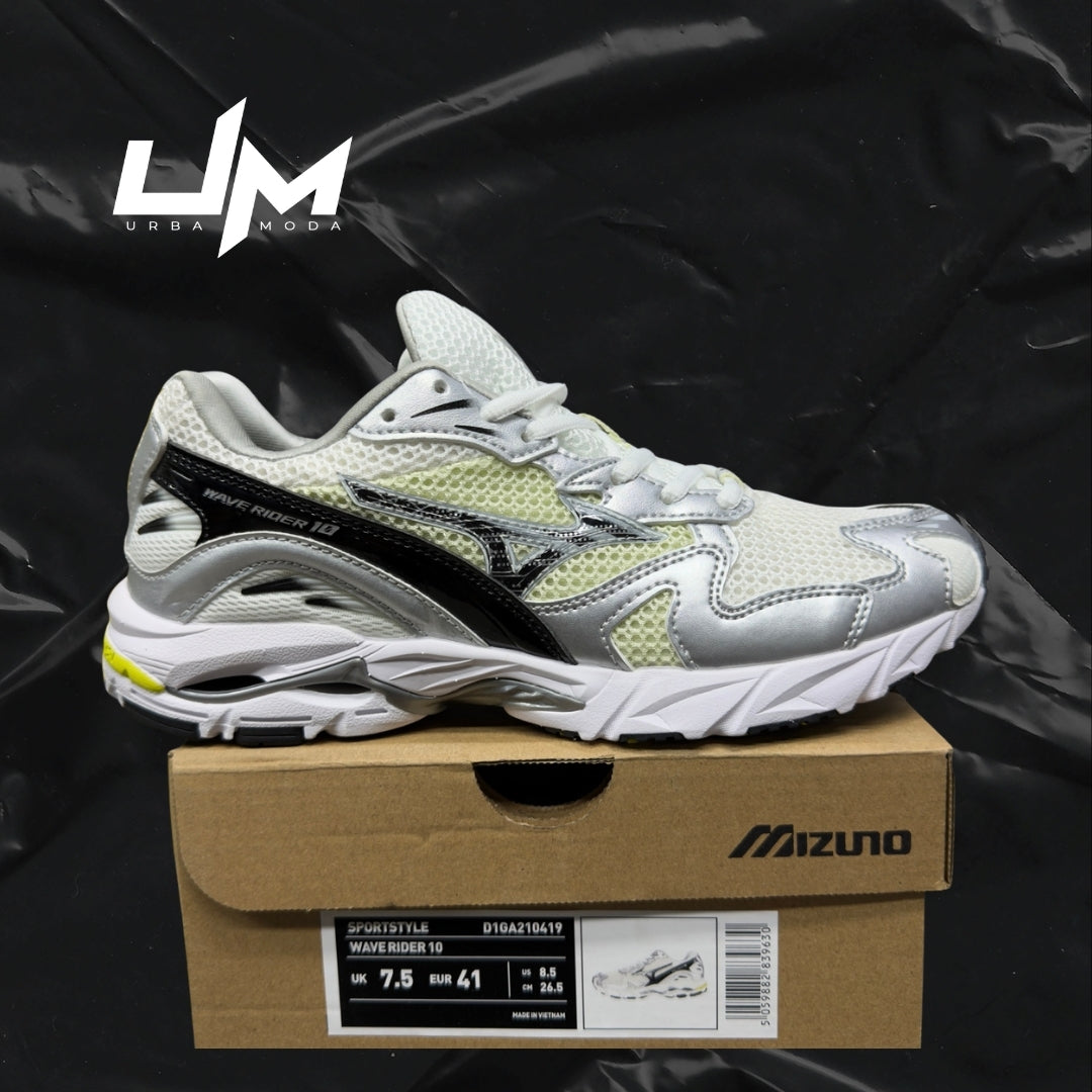 Mizuno Wave Rider 10 White Silver Lime