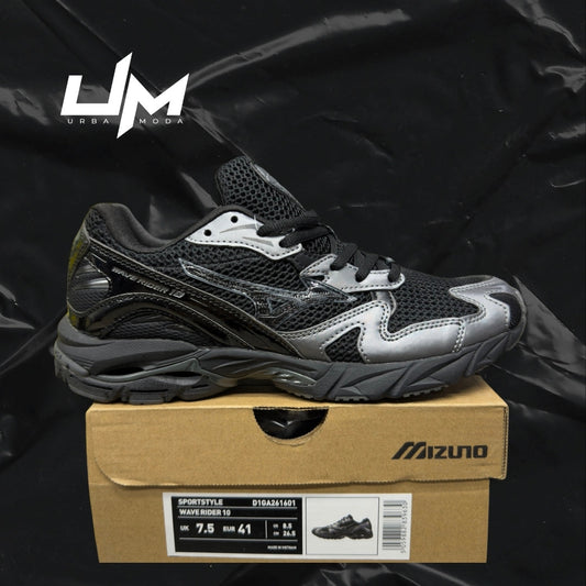 Mizuno Wave Rider 10 Black Silver Grey