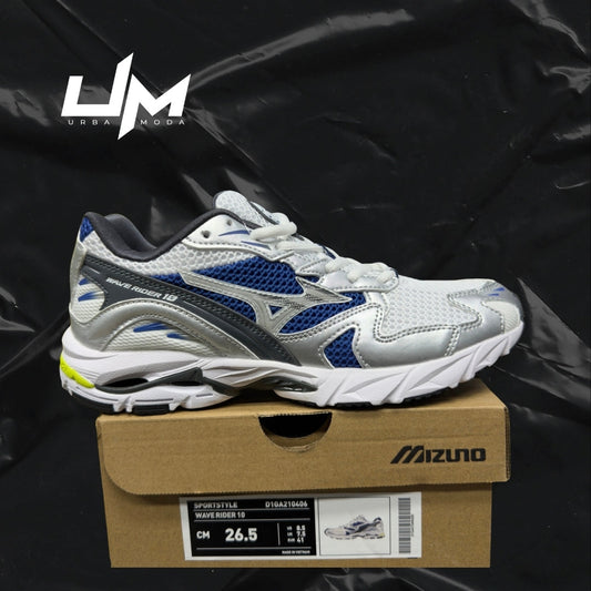 Mizuno Wave Rider 10 White Silver Blue