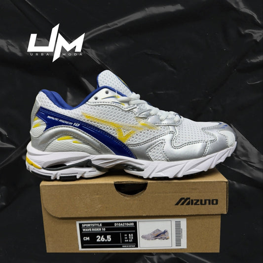 Mizuno Wave Rider 10 White Blue Yellow