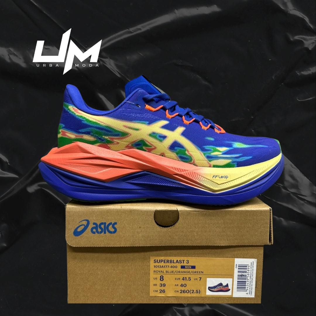 Asics Superblast 3 Royal Blue Orange Green