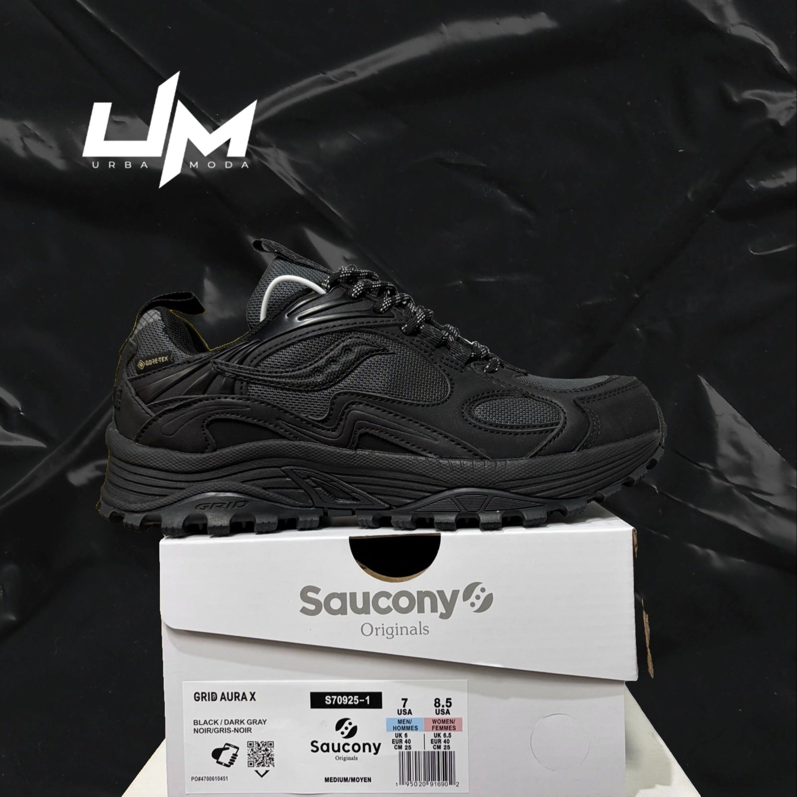 Saucony Grid Aura X Black Dark Gray