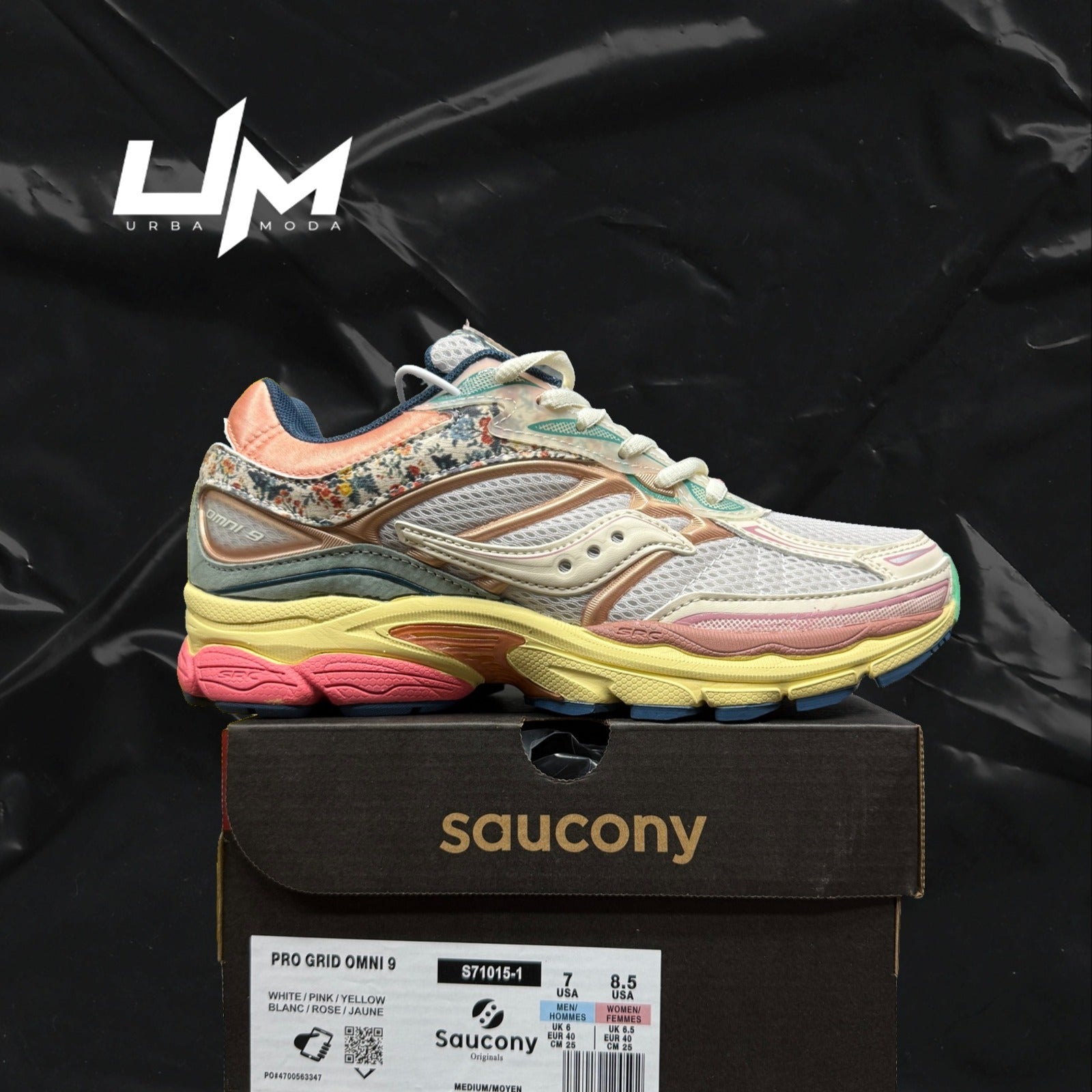 Saucony ProGrid Omni 9 White Pink Yellow